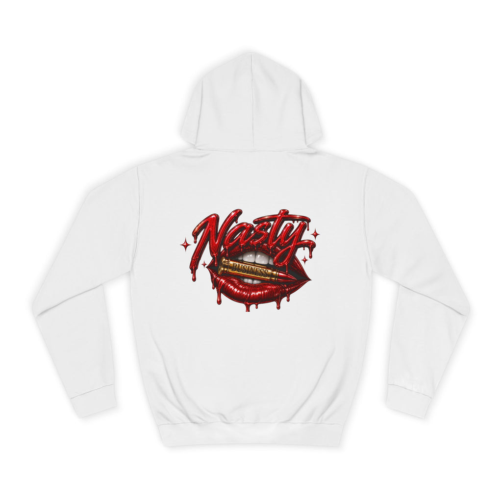 Feminine Nasty Business Hoodie — Graphic Dripping Lips College Sweatshirt