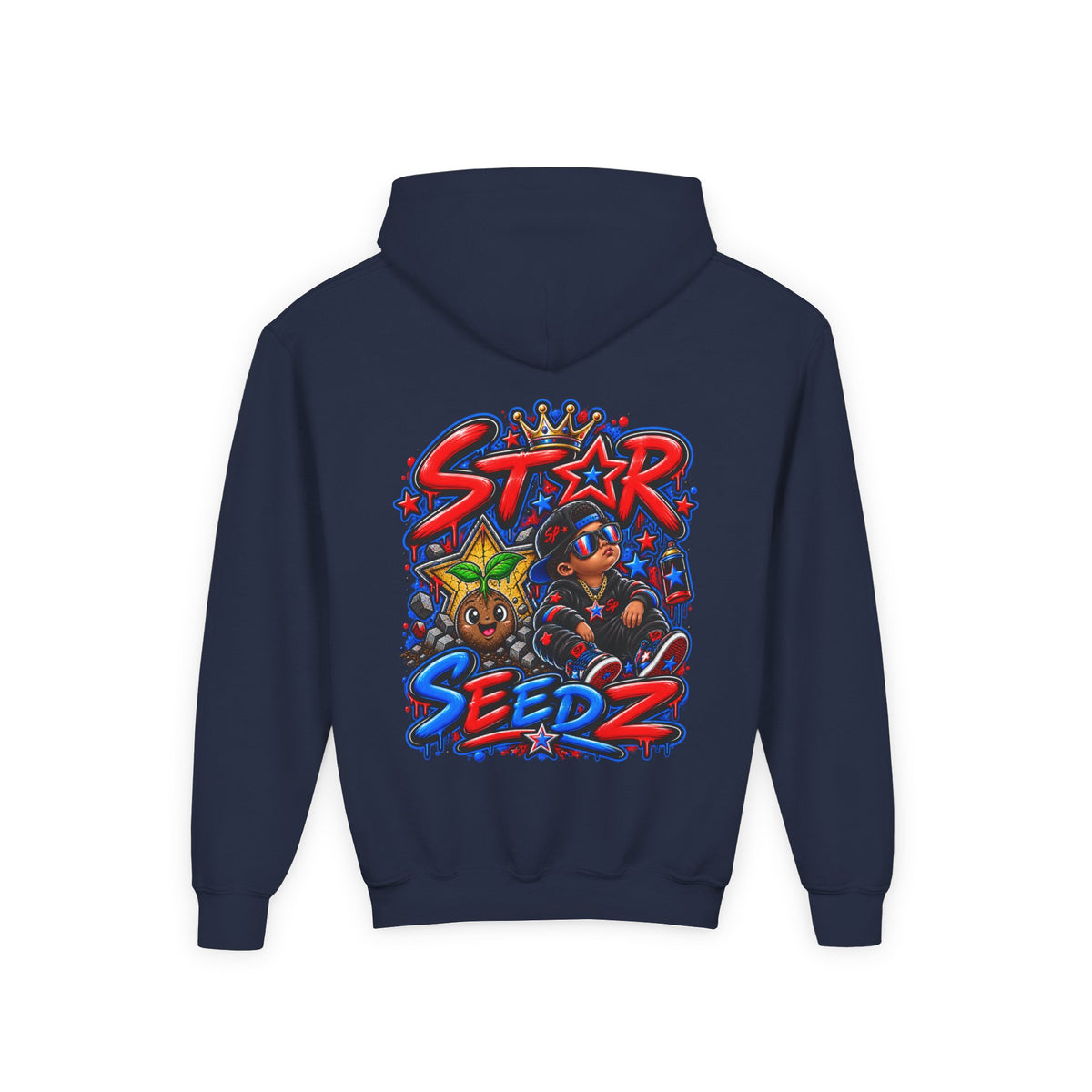 Youth Hoodie — 'Star Seedz' Colorful Street Art Logo Pullover
