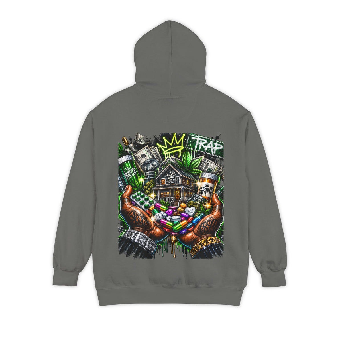 Natural Trap Hoodie — Streetwear Graffiti Logo Pullover