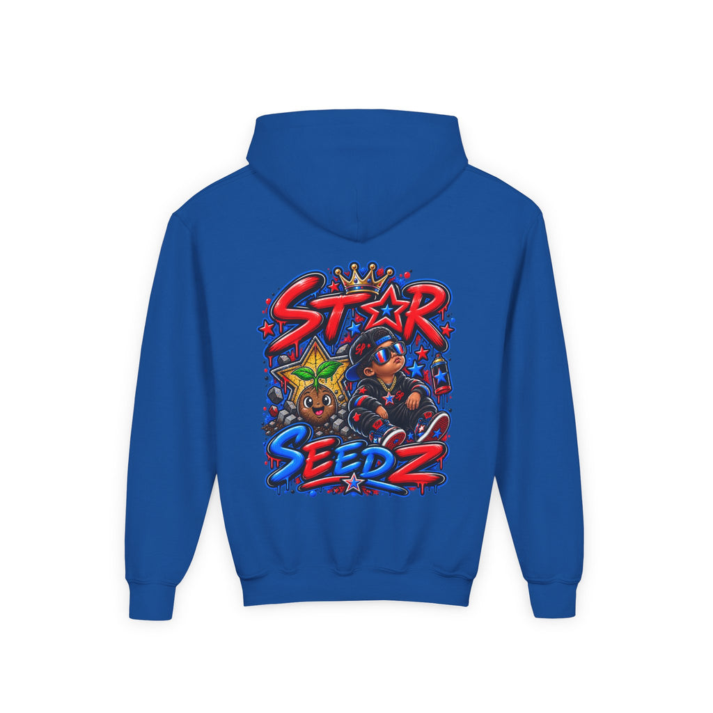 Youth Hoodie — 'Star Seedz' Colorful Street Art Logo Pullover