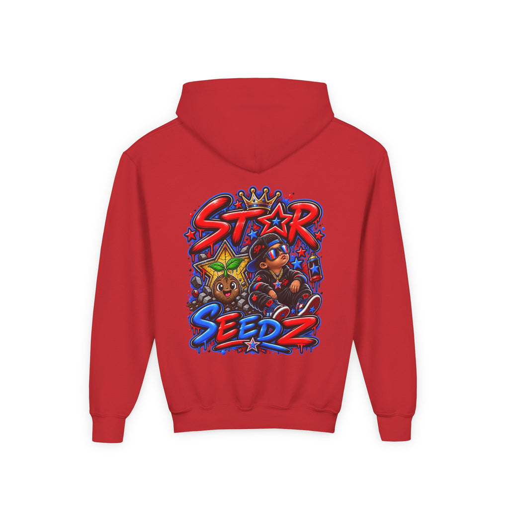 Youth Hoodie — 'Star Seedz' Colorful Street Art Logo Pullover