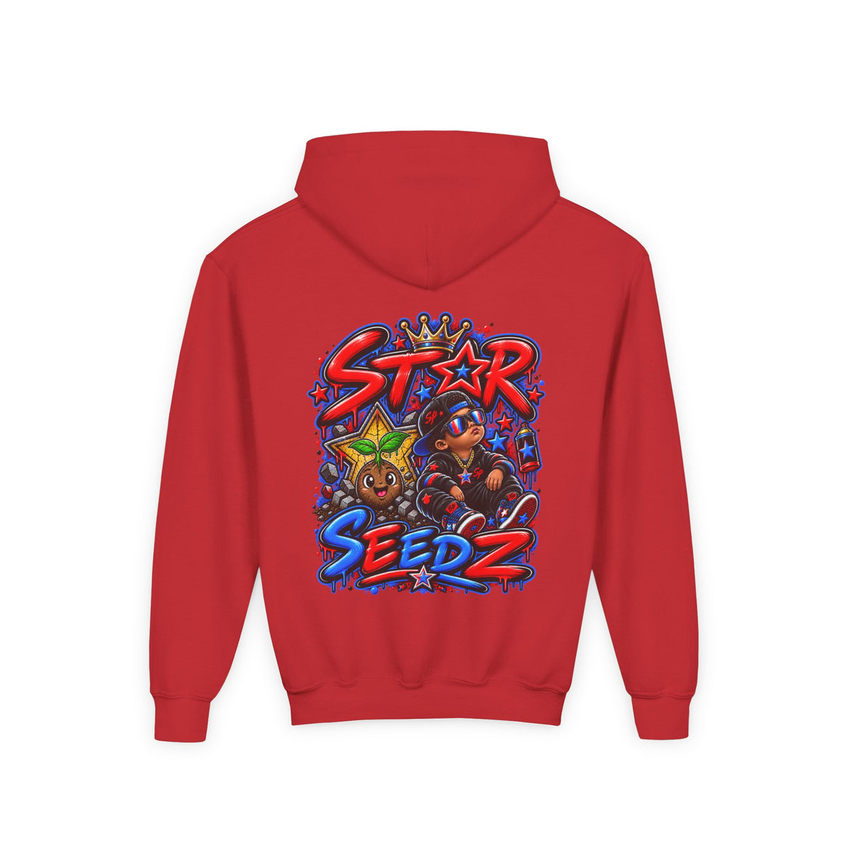 Youth Hoodie — 'Star Seedz' Colorful Street Art Logo Pullover