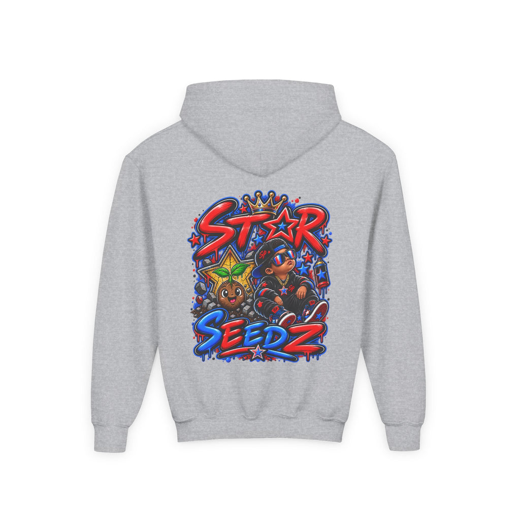 Youth Hoodie — 'Star Seedz' Colorful Street Art Logo Pullover