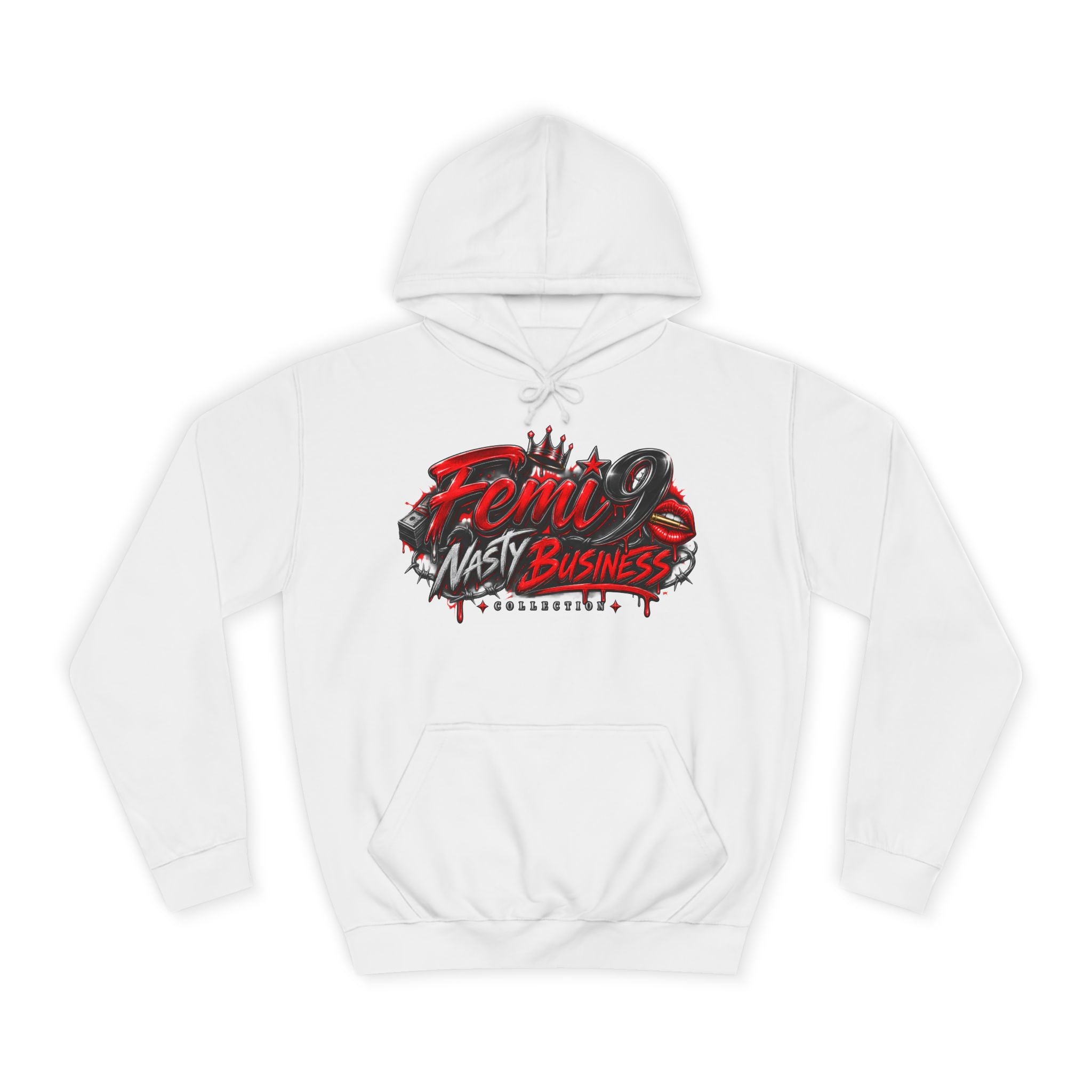 Feminine Nasty Business Hoodie — Graphic Dripping Lips College Sweatshirt