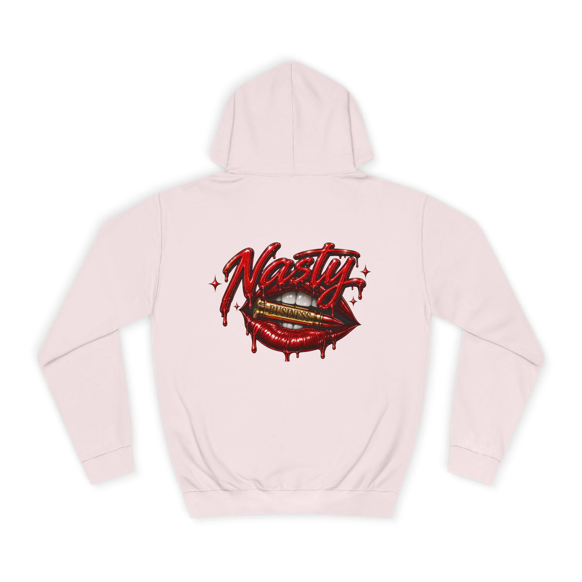 Feminine Nasty Business Hoodie — Graphic Dripping Lips College Sweatshirt