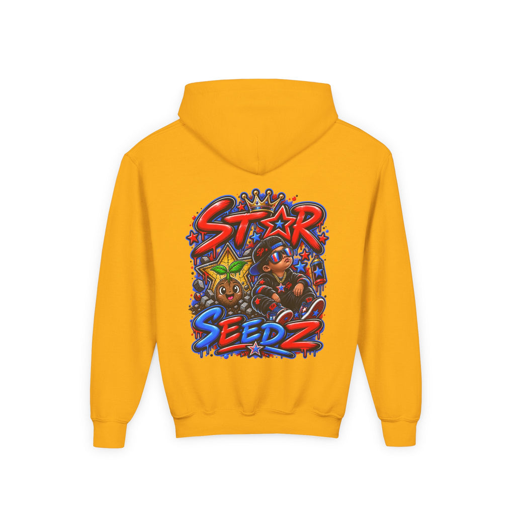 Youth Hoodie — 'Star Seedz' Colorful Street Art Logo Pullover