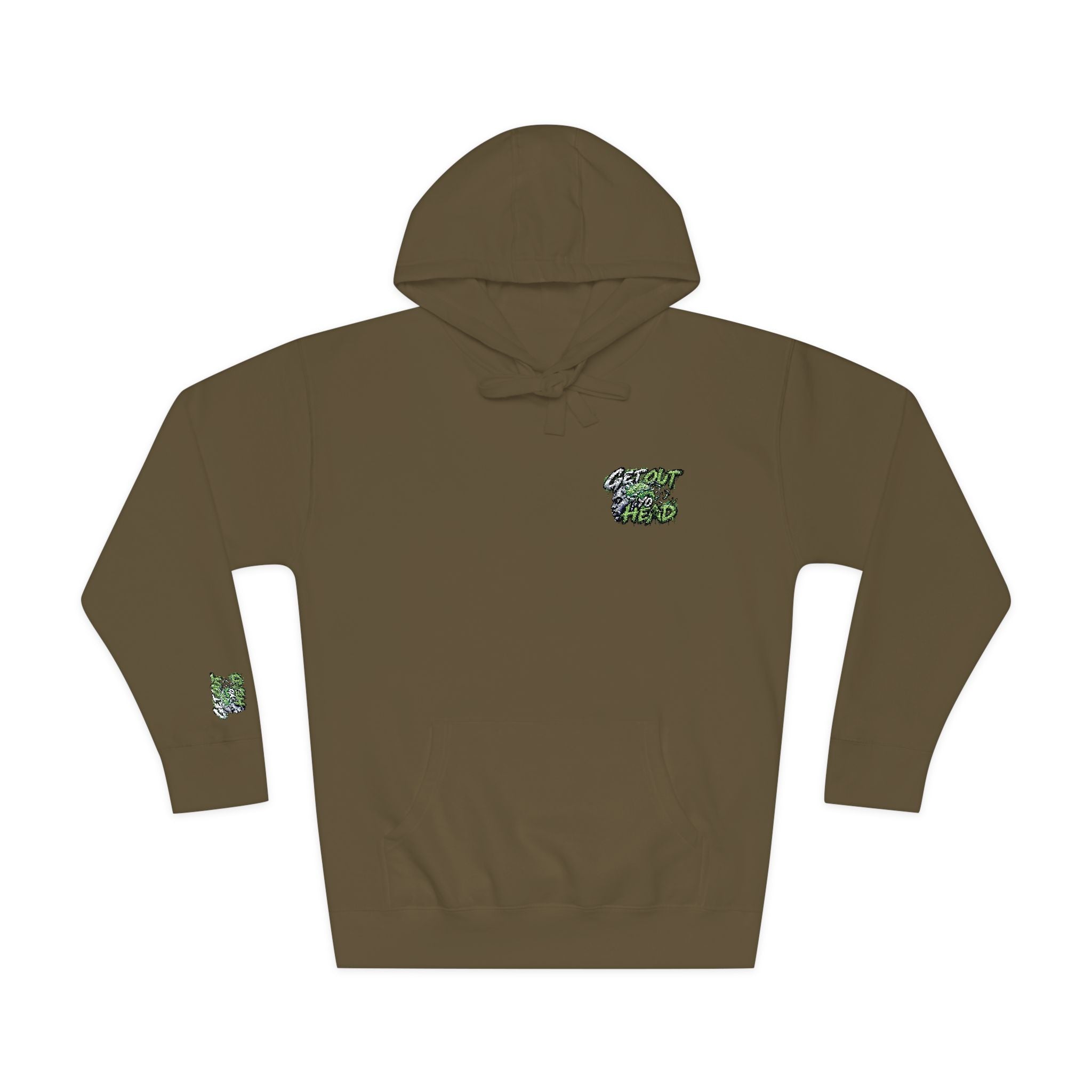 Hoodie — Green Floral Camo Chest & Sleeve Logo