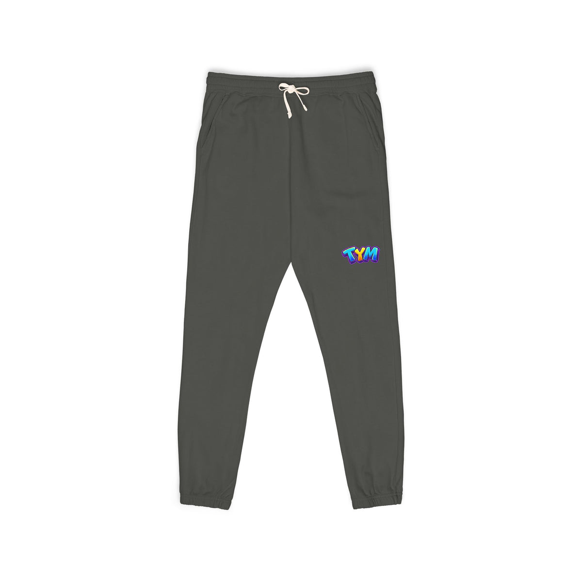 Charcoal Joggers with Colorful 'YAY' Embroidered Logo — Cozy Fleece Sweatpants