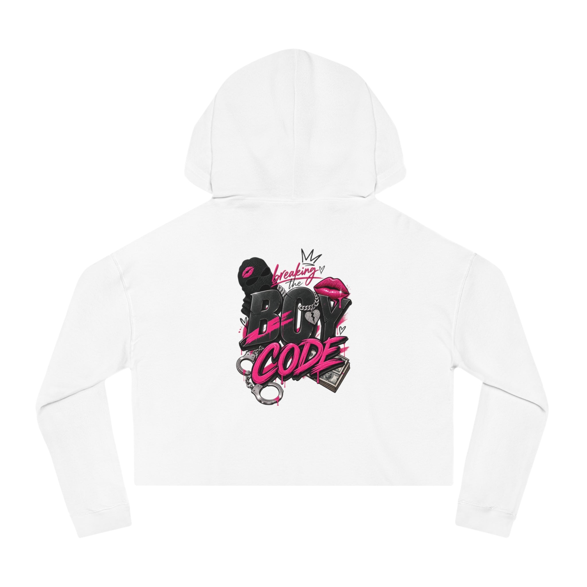 Cropped Hoodie — Bold 'FEM19' Graphic with 'Bad Code' Back Art