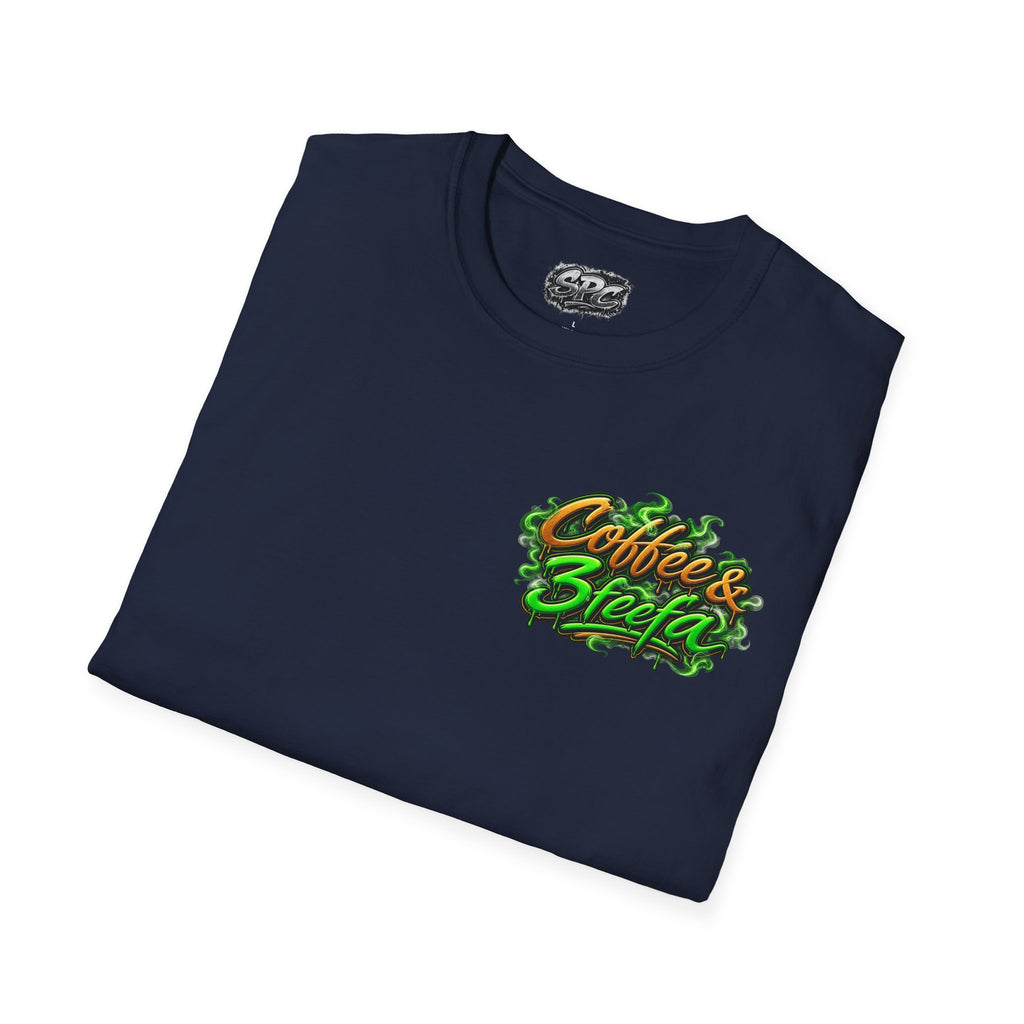 Coffee & Sweets Tee — Retro Green Script Chest Logo T-Shirt