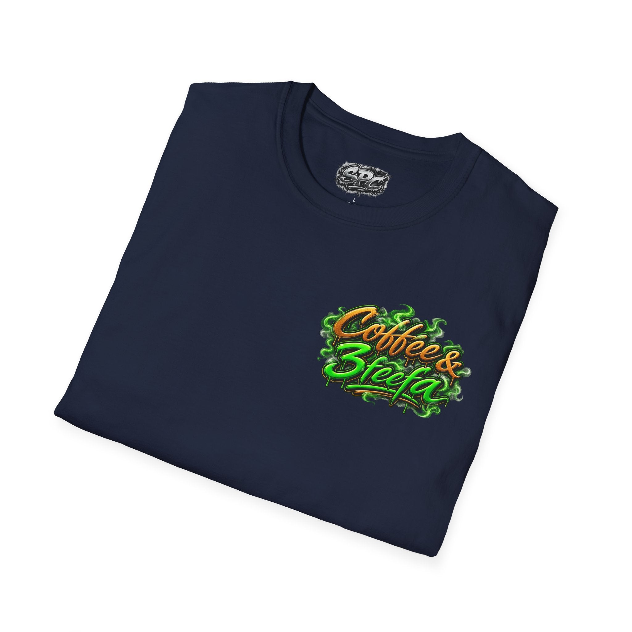 Coffee & Sweets Tee — Retro Green Script Chest Logo T-Shirt
