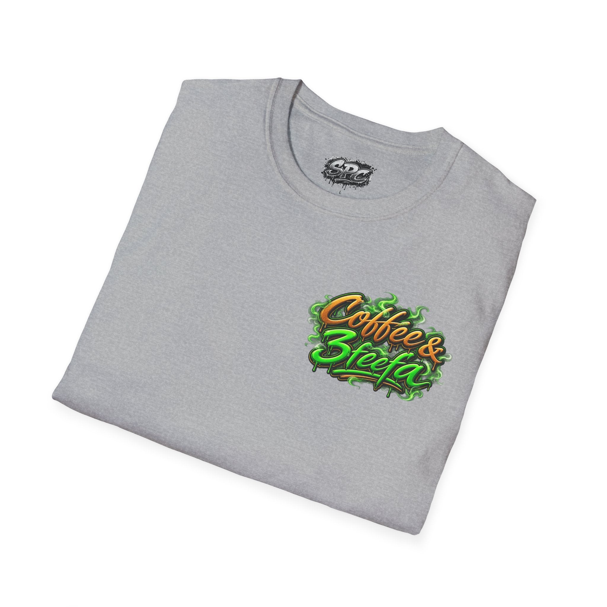 Coffee & Sweets Tee — Retro Green Script Chest Logo T-Shirt