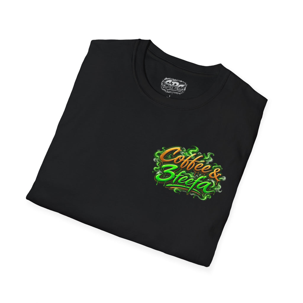 Coffee & Sweets Tee — Retro Green Script Chest Logo T-Shirt