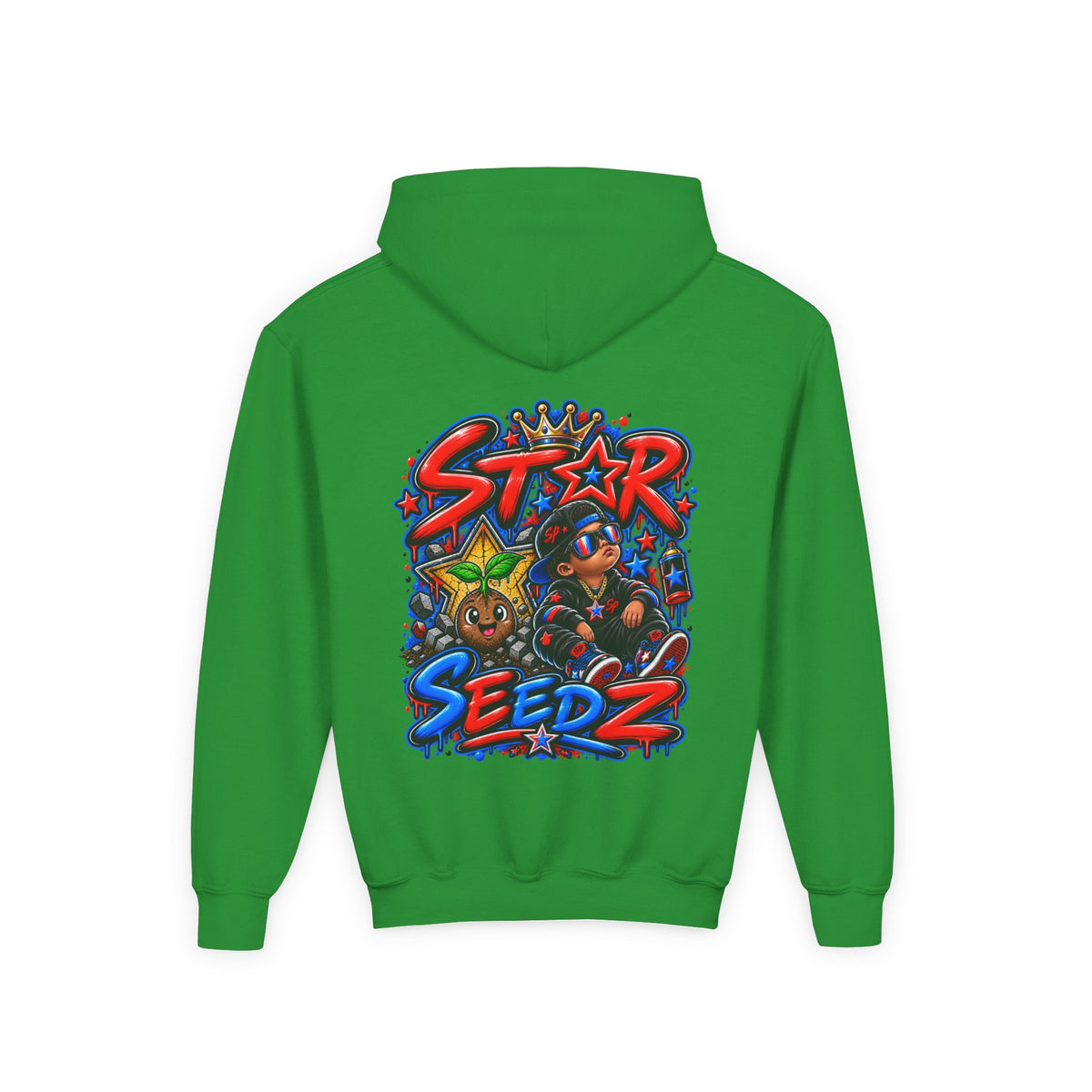 Youth Hoodie — 'Star Seedz' Colorful Street Art Logo Pullover