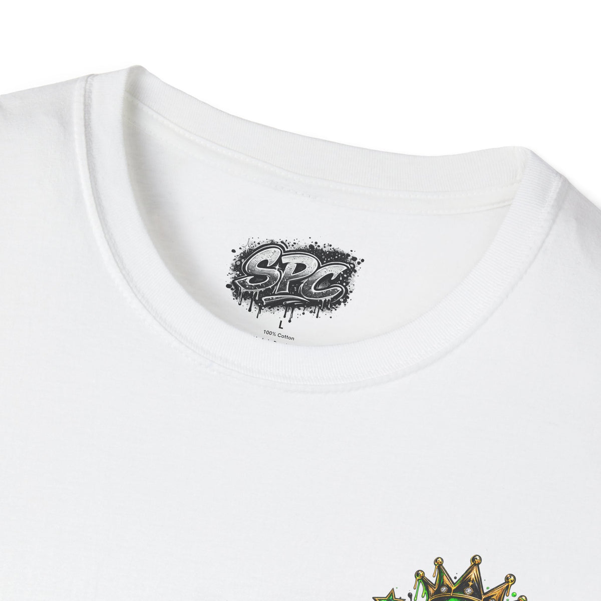 Camo Crown Pocket Tee — Minimal Green Crown Chest Graphic T-Shirt