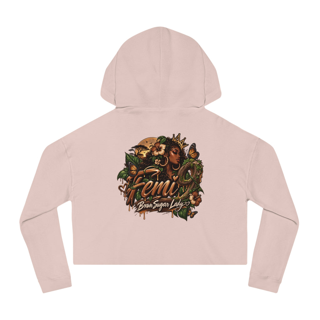 Crop Hoodie — 'Femi' Afrocentric Butterfly Graphic Cropped Hoodie