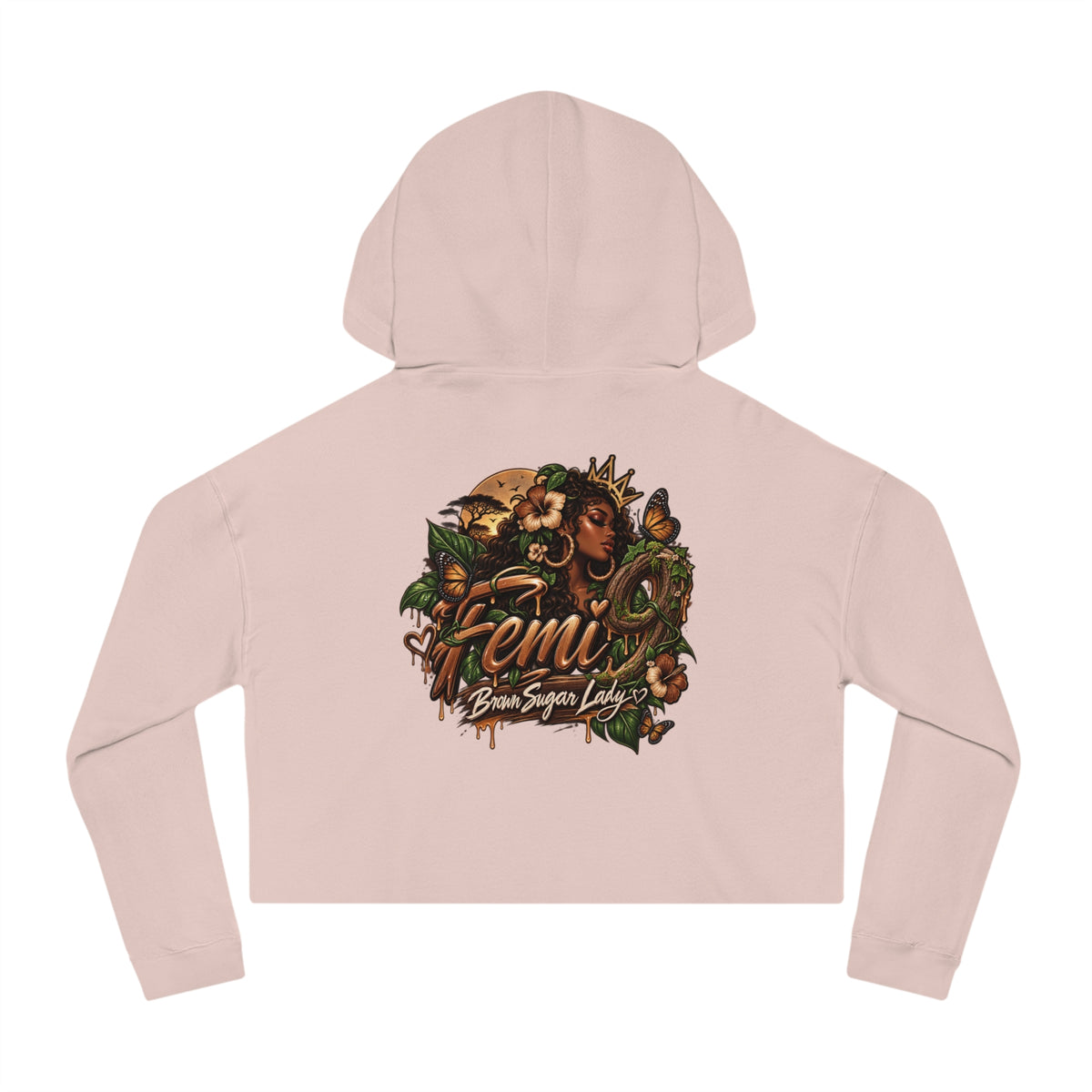 Crop Hoodie — 'Femi' Afrocentric Butterfly Graphic Cropped Hoodie