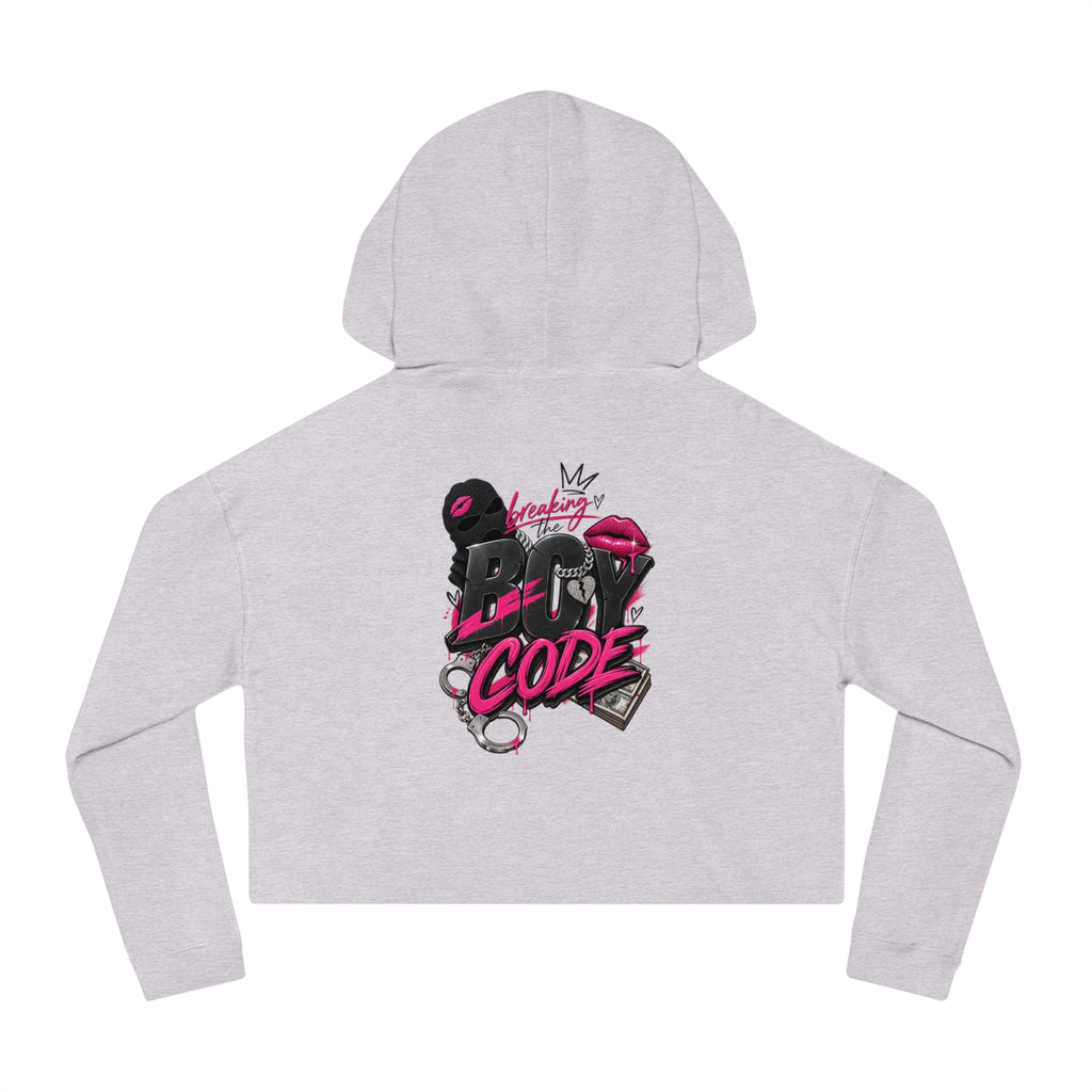 Cropped Hoodie — Bold 'FEM19' Graphic with 'Bad Code' Back Art