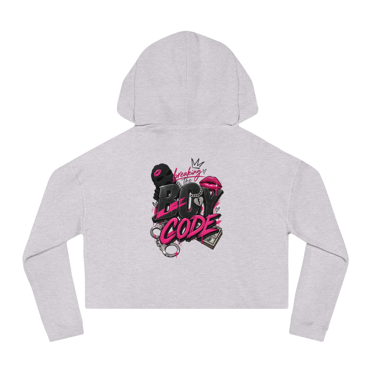 Cropped Hoodie — Bold 'FEM19' Graphic with 'Bad Code' Back Art