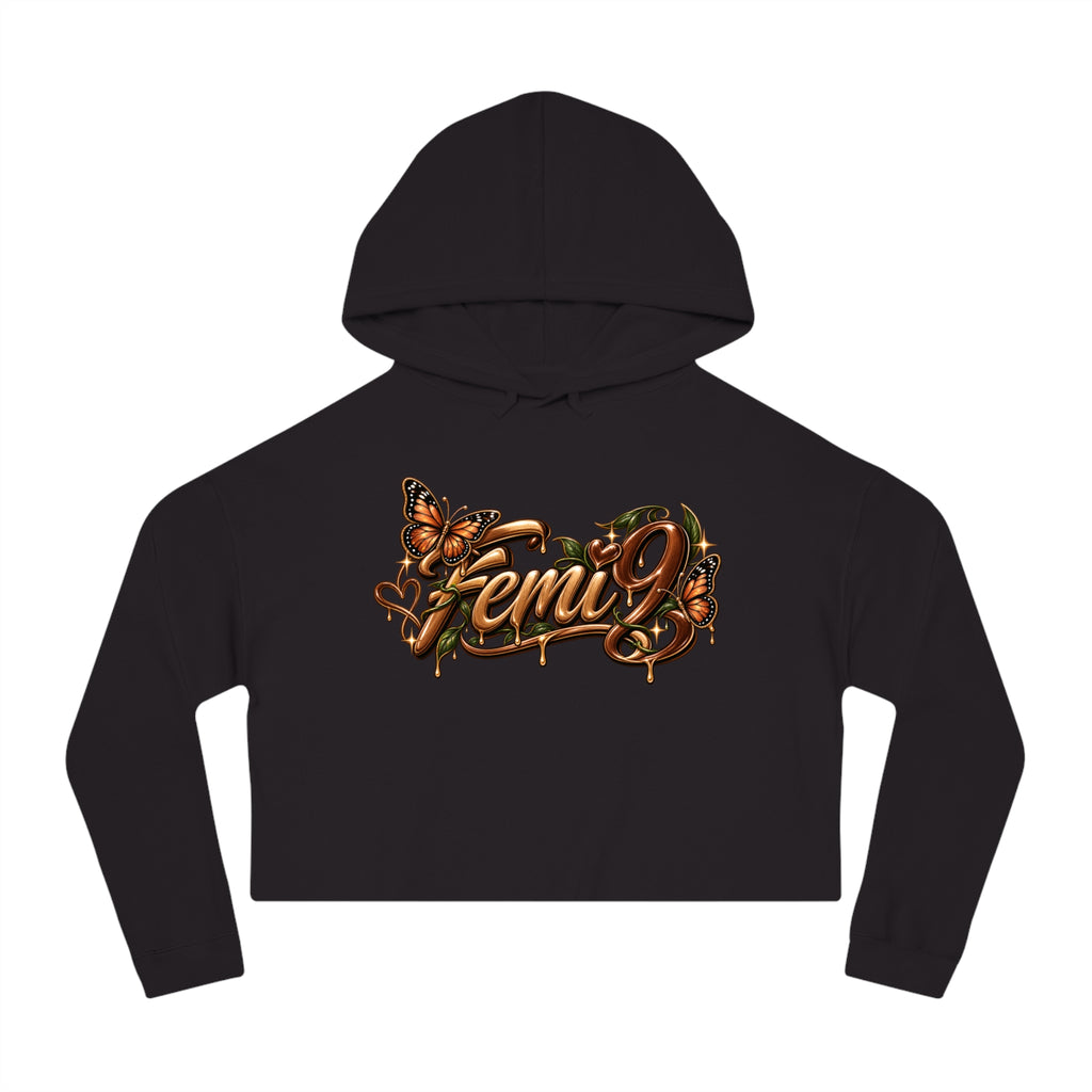 Crop Hoodie — 'Femi' Afrocentric Butterfly Graphic Cropped Hoodie