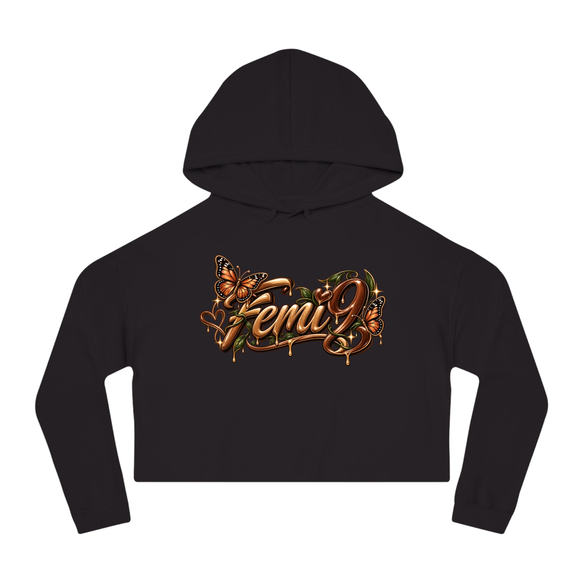Crop Hoodie — 'Femi' Afrocentric Butterfly Graphic Cropped Hoodie