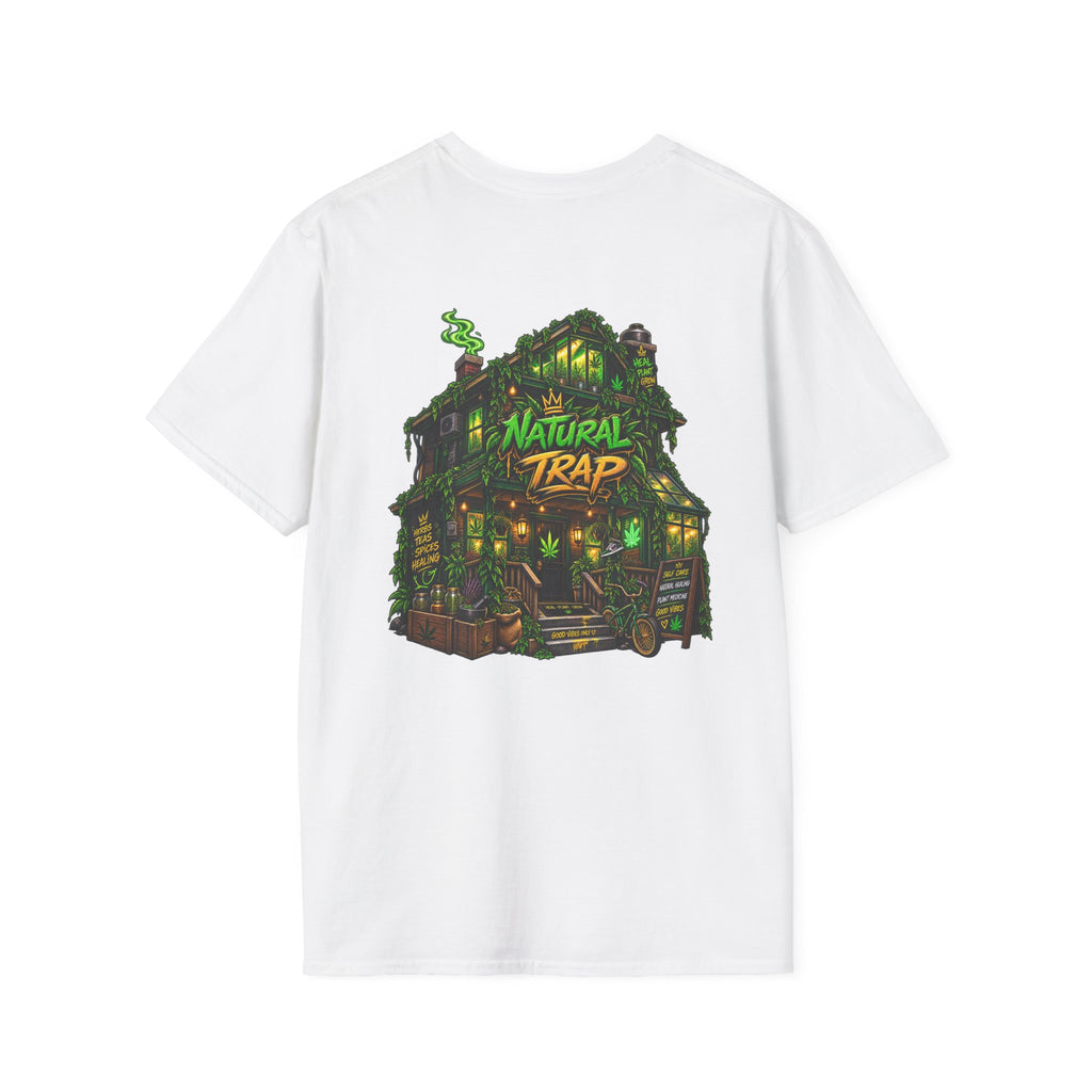 Natural Trap Logo T‑Shirt — Retro Green & Yellow Graphic Tee