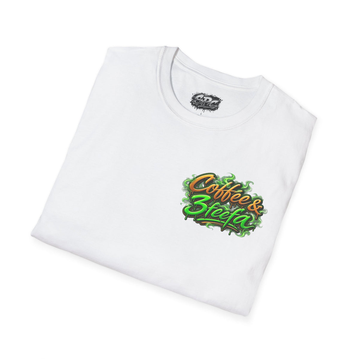 Coffee & Sweets Tee — Retro Green Script Chest Logo T-Shirt