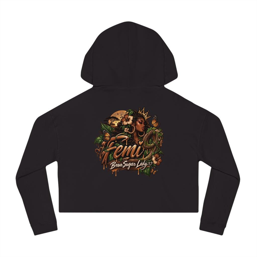 Crop Hoodie — 'Femi' Afrocentric Butterfly Graphic Cropped Hoodie