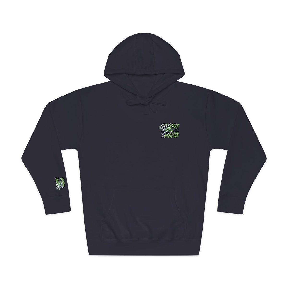 Hoodie — Green Floral Camo Chest & Sleeve Logo