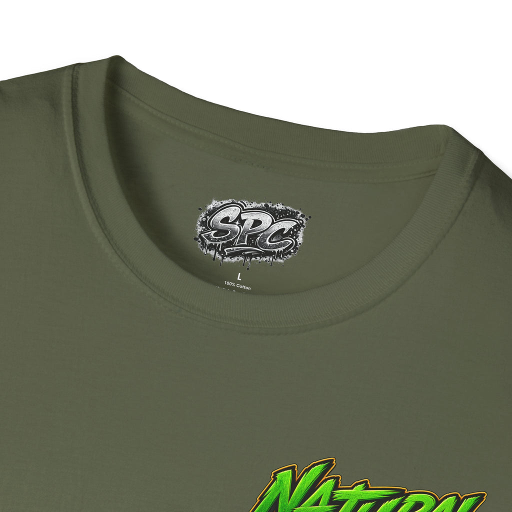 Natural Trap Logo T‑Shirt — Retro Green & Yellow Graphic Tee