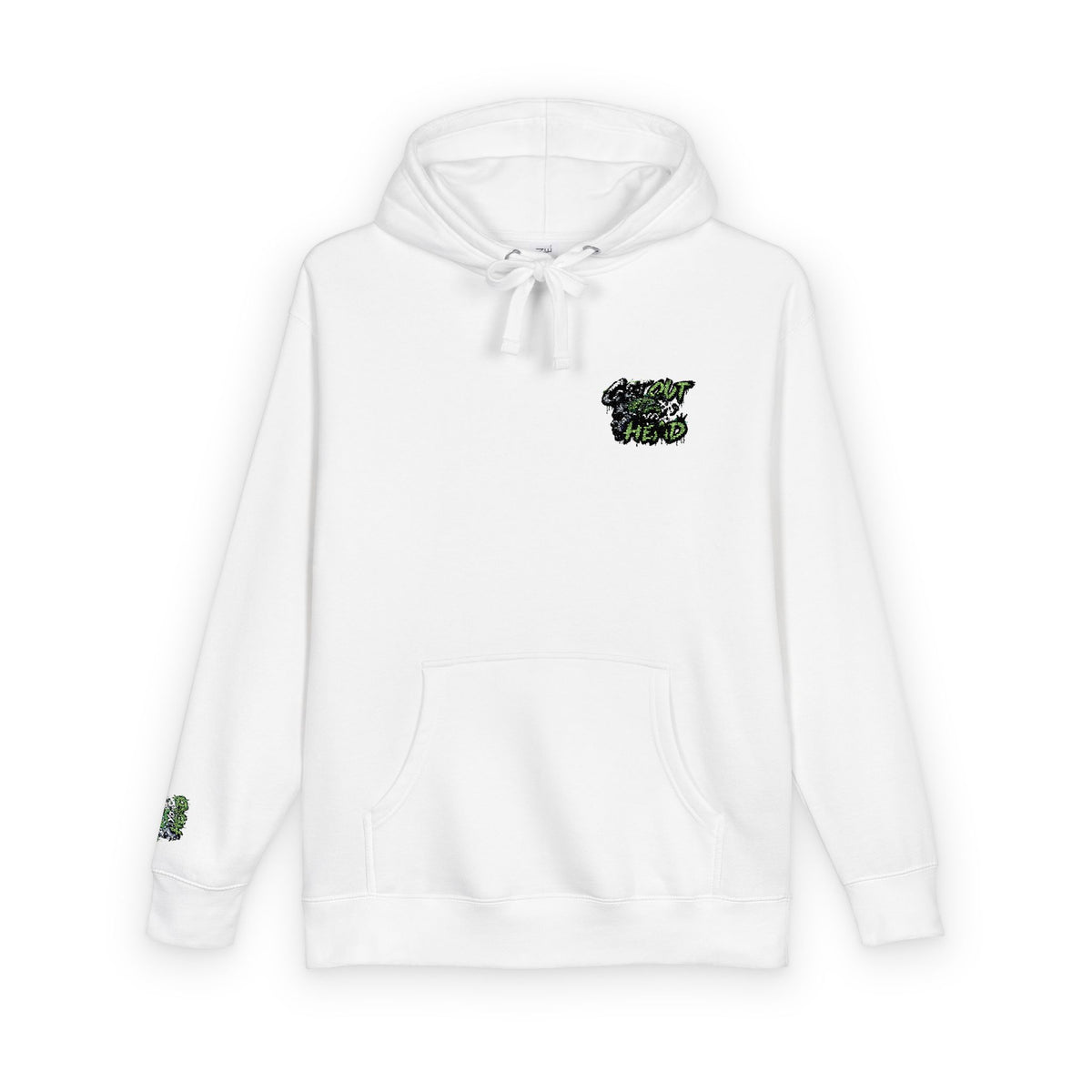 Hoodie — Green Floral Camo Chest & Sleeve Logo