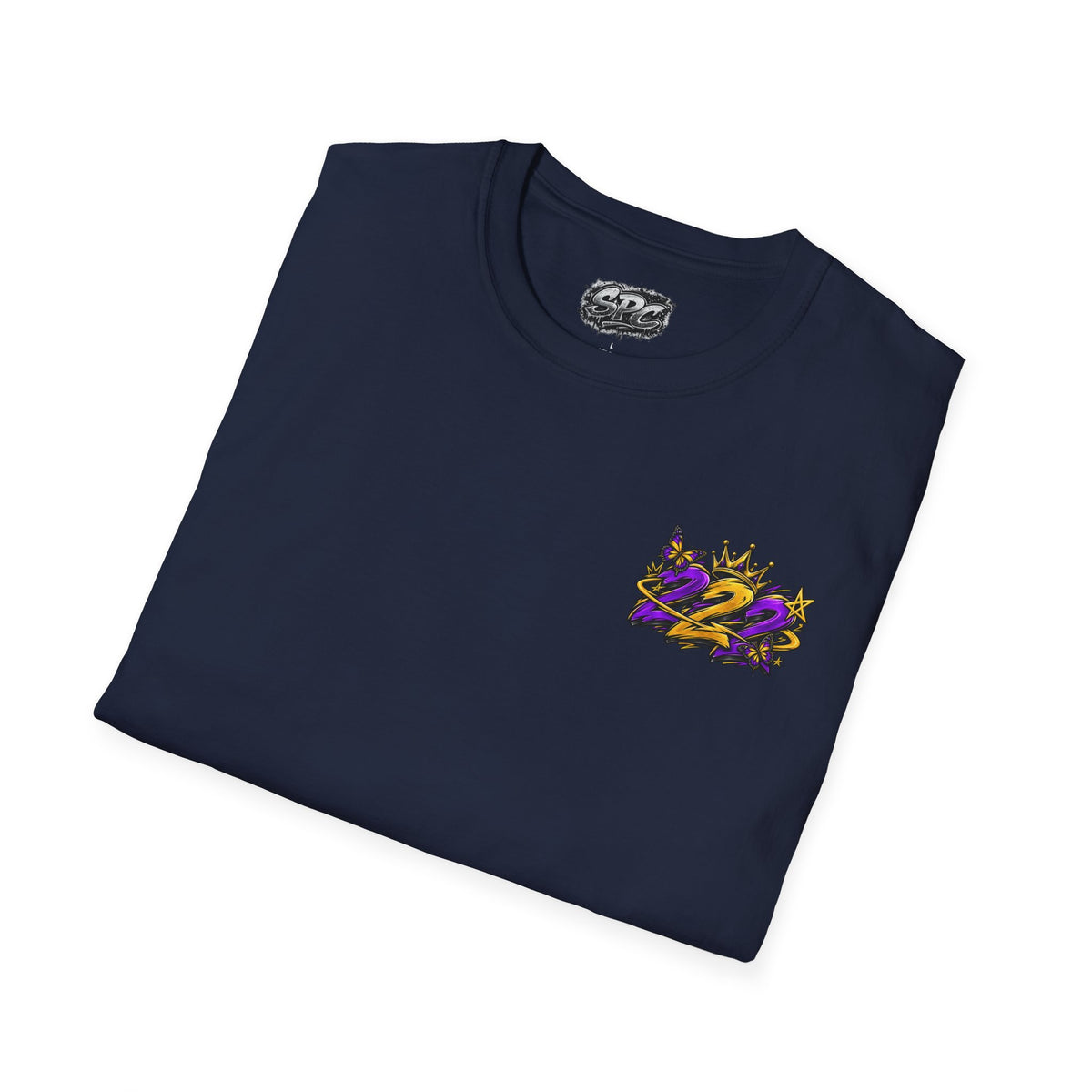Pocket Logo T‑Shirt — Purple Crown '2' Graphic