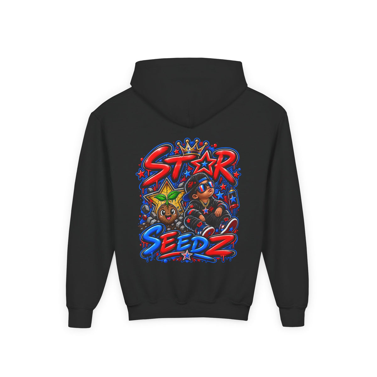 Youth Hoodie — 'Star Seedz' Colorful Street Art Logo Pullover