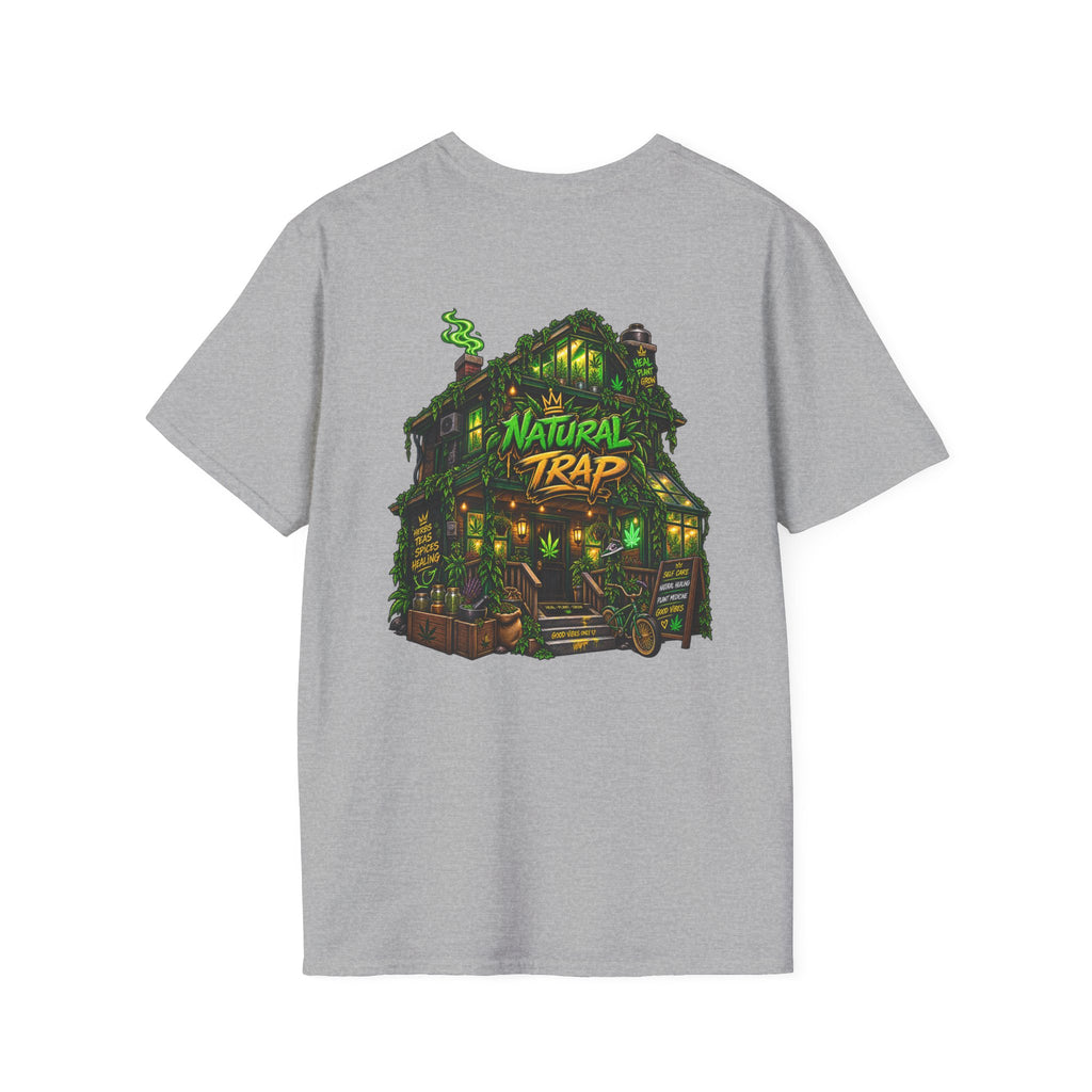 Natural Trap Logo T‑Shirt — Retro Green & Yellow Graphic Tee