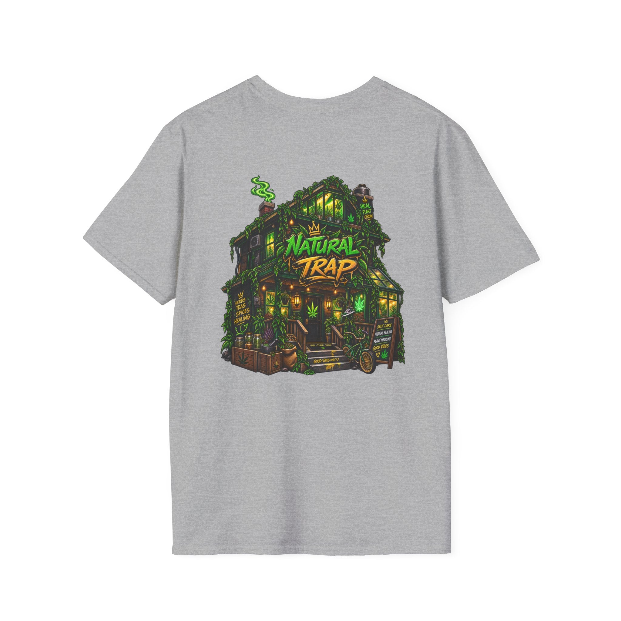 Natural Trap Logo T‑Shirt — Retro Green & Yellow Graphic Tee
