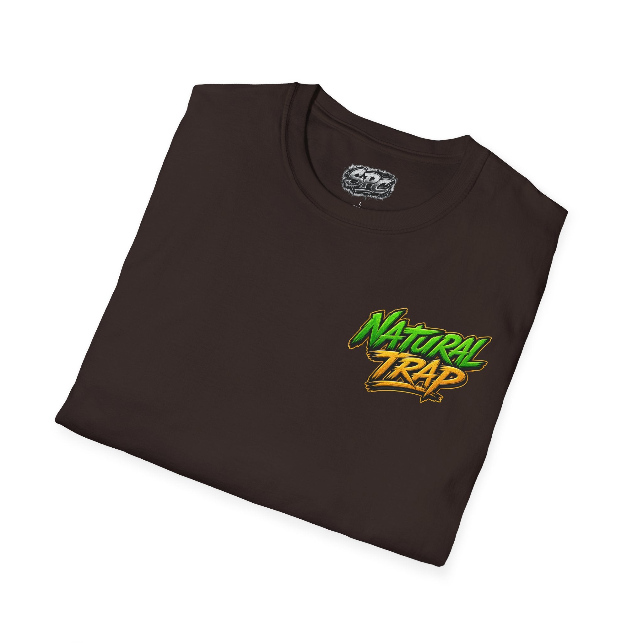 Natural Trap Logo T‑Shirt — Retro Green & Yellow Graphic Tee