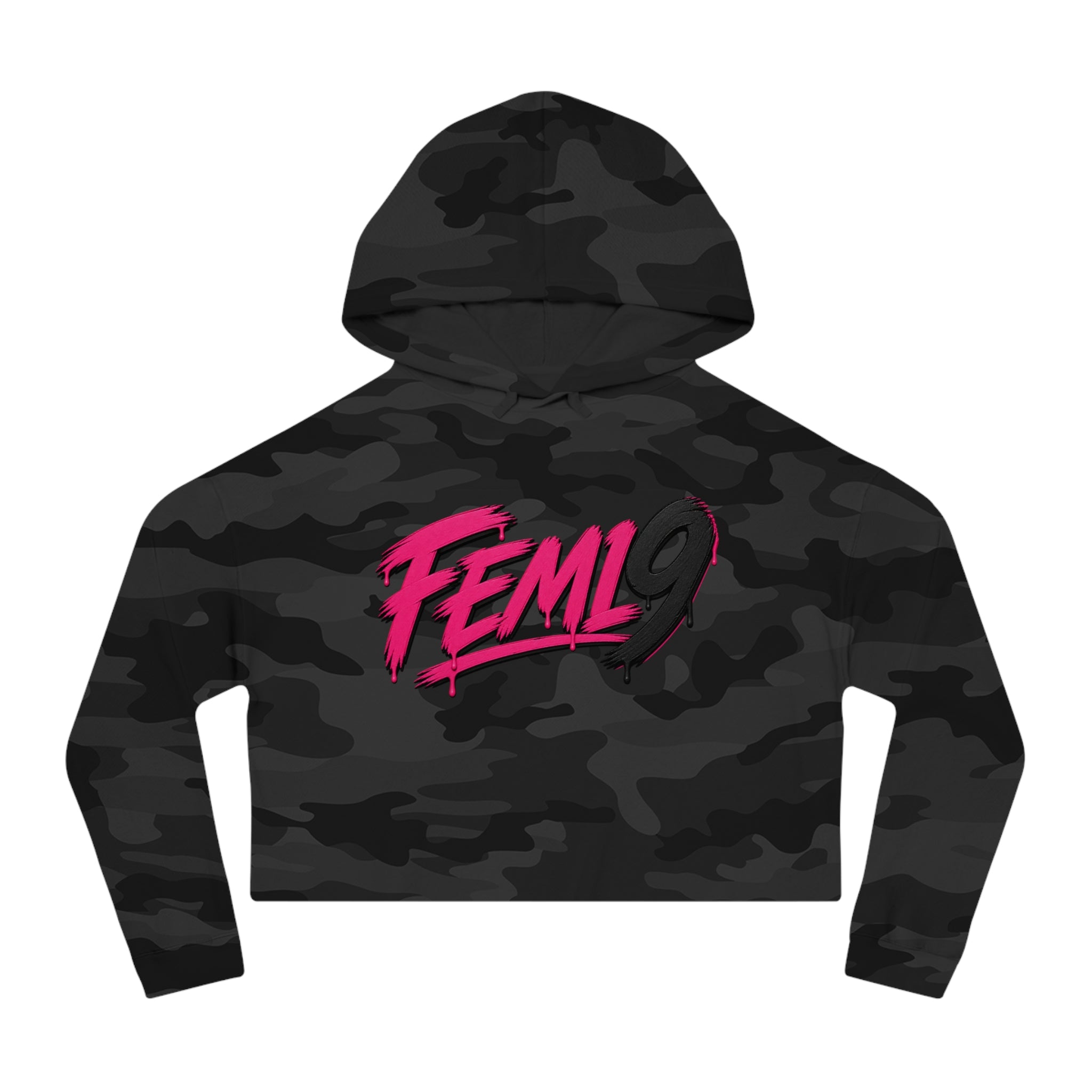 Cropped Hoodie — Bold 'FEM19' Graphic with 'Bad Code' Back Art