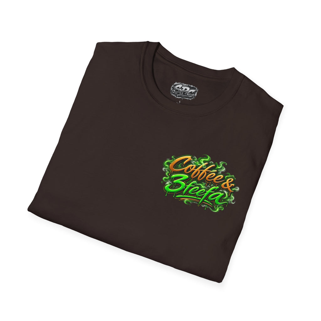 Coffee & Sweets Tee — Retro Green Script Chest Logo T-Shirt