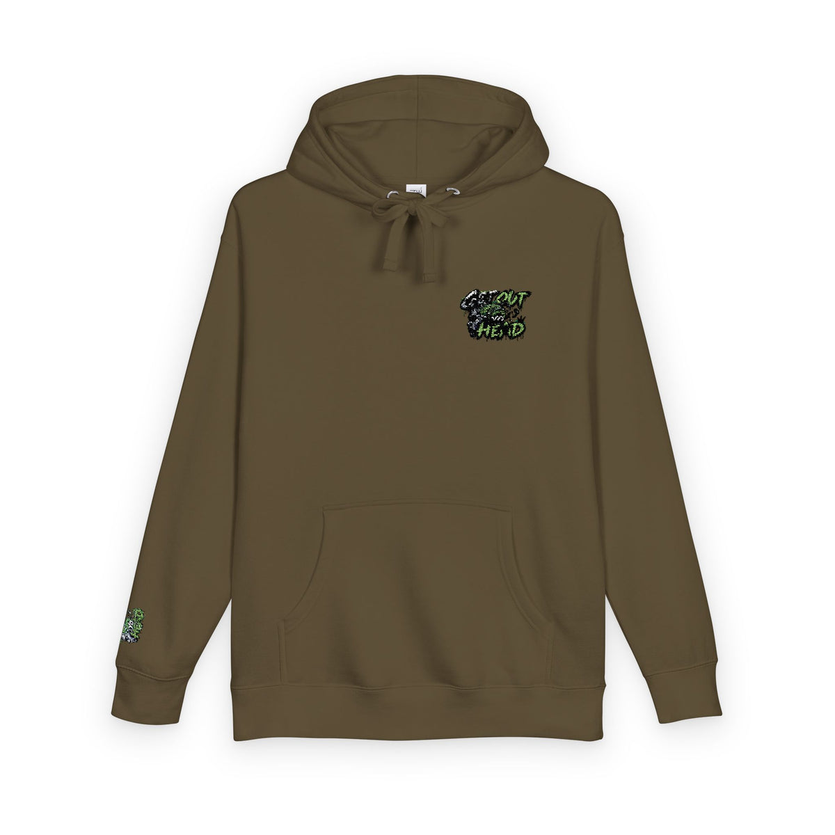 Hoodie — Green Floral Camo Chest & Sleeve Logo