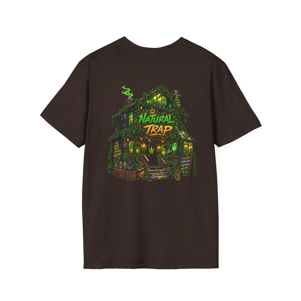 Natural Trap Logo T‑Shirt — Retro Green & Yellow Graphic Tee