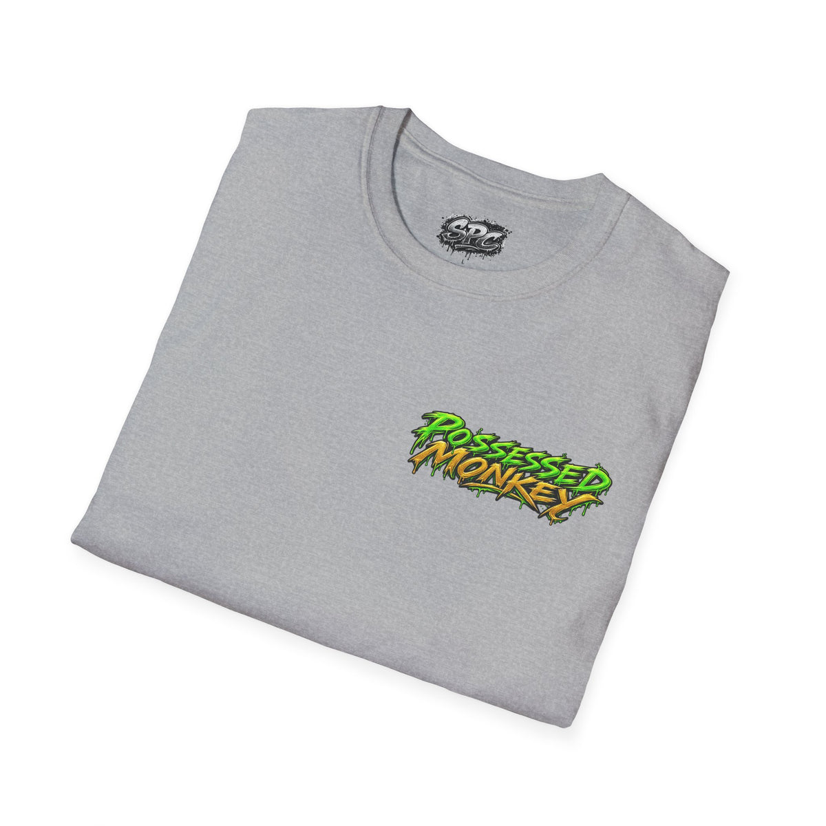 Possessed Monkey Graphic T-Shirt — Retro Green Horror Logo Tee