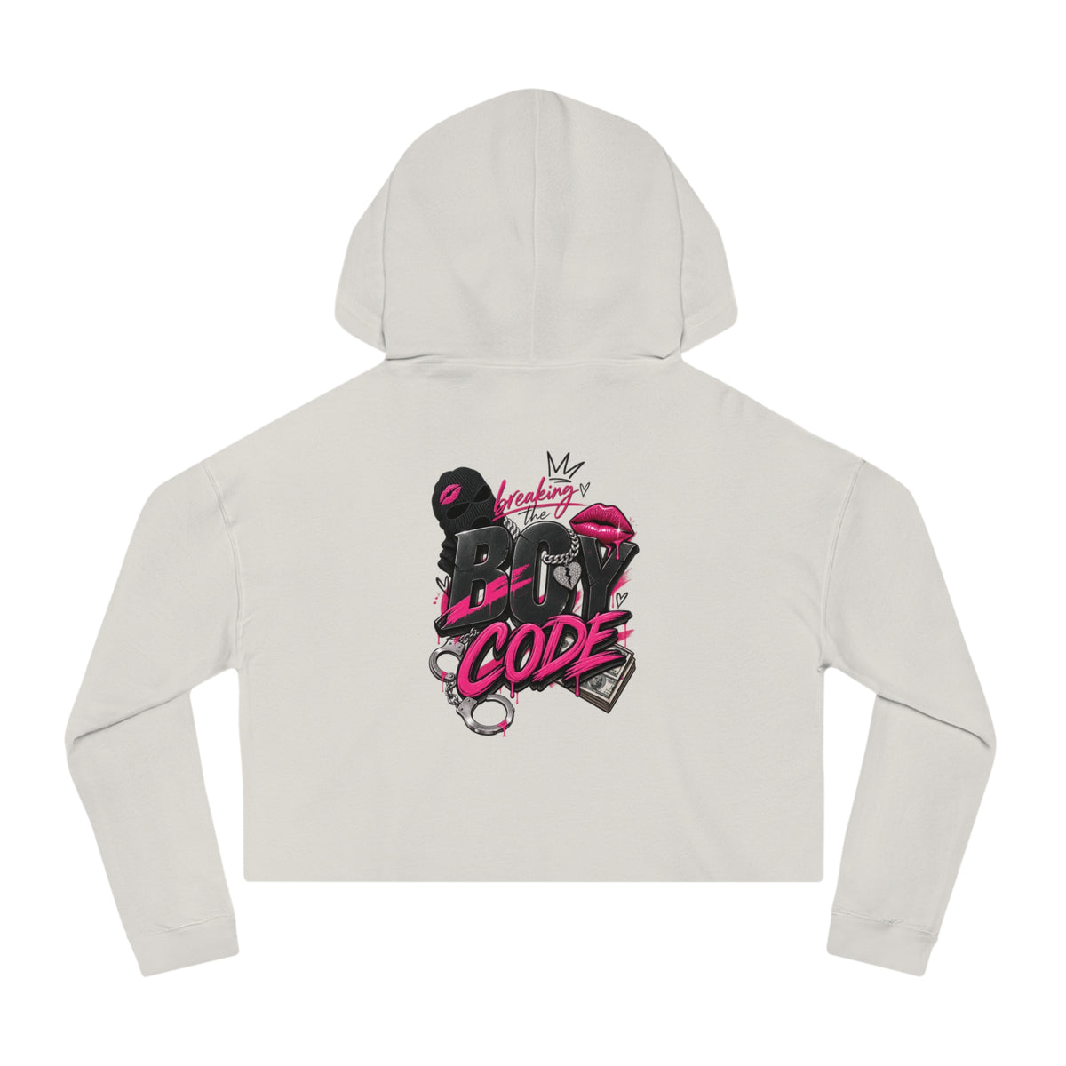 Cropped Hoodie — Bold 'FEM19' Graphic with 'Bad Code' Back Art