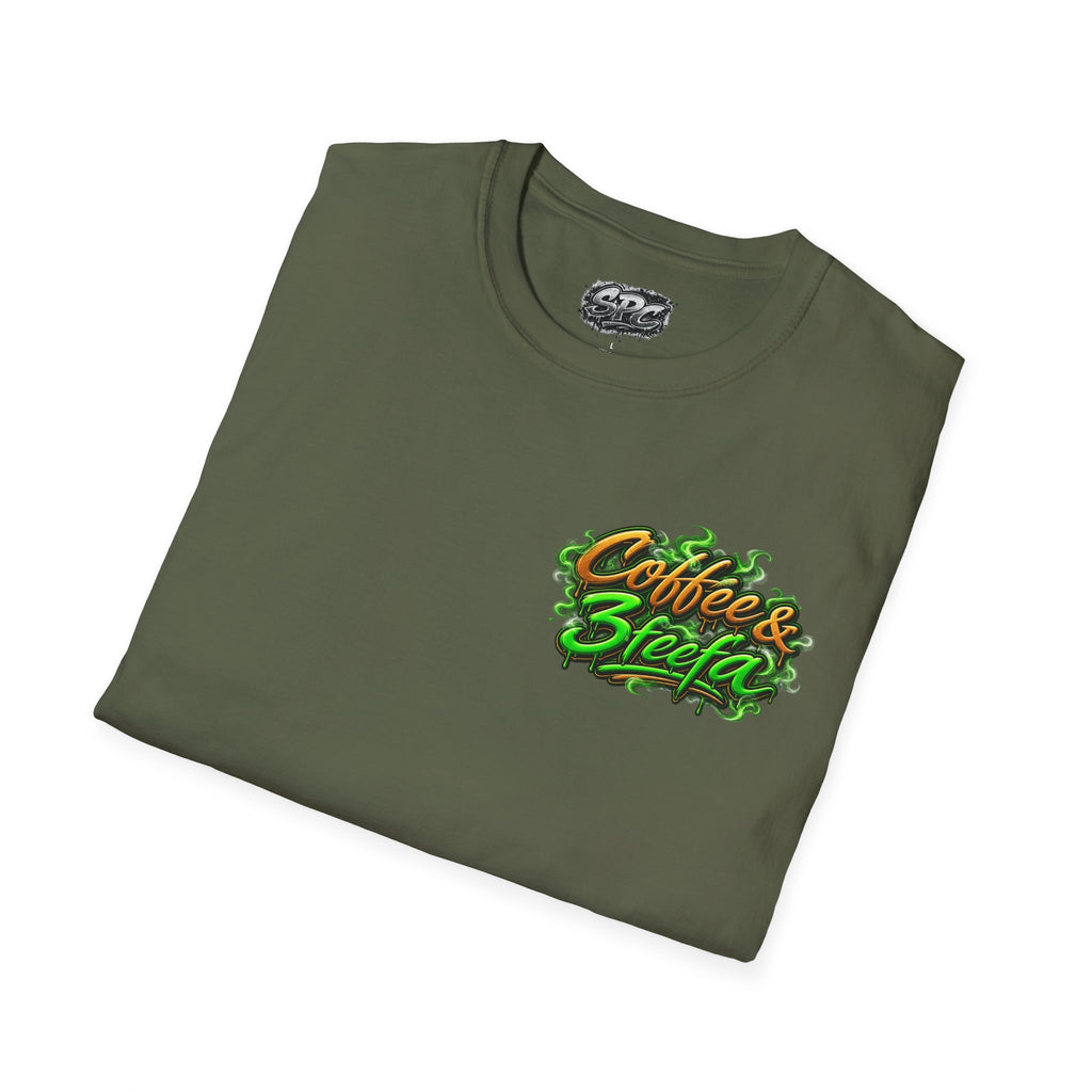 Coffee & Sweets Tee — Retro Green Script Chest Logo T-Shirt
