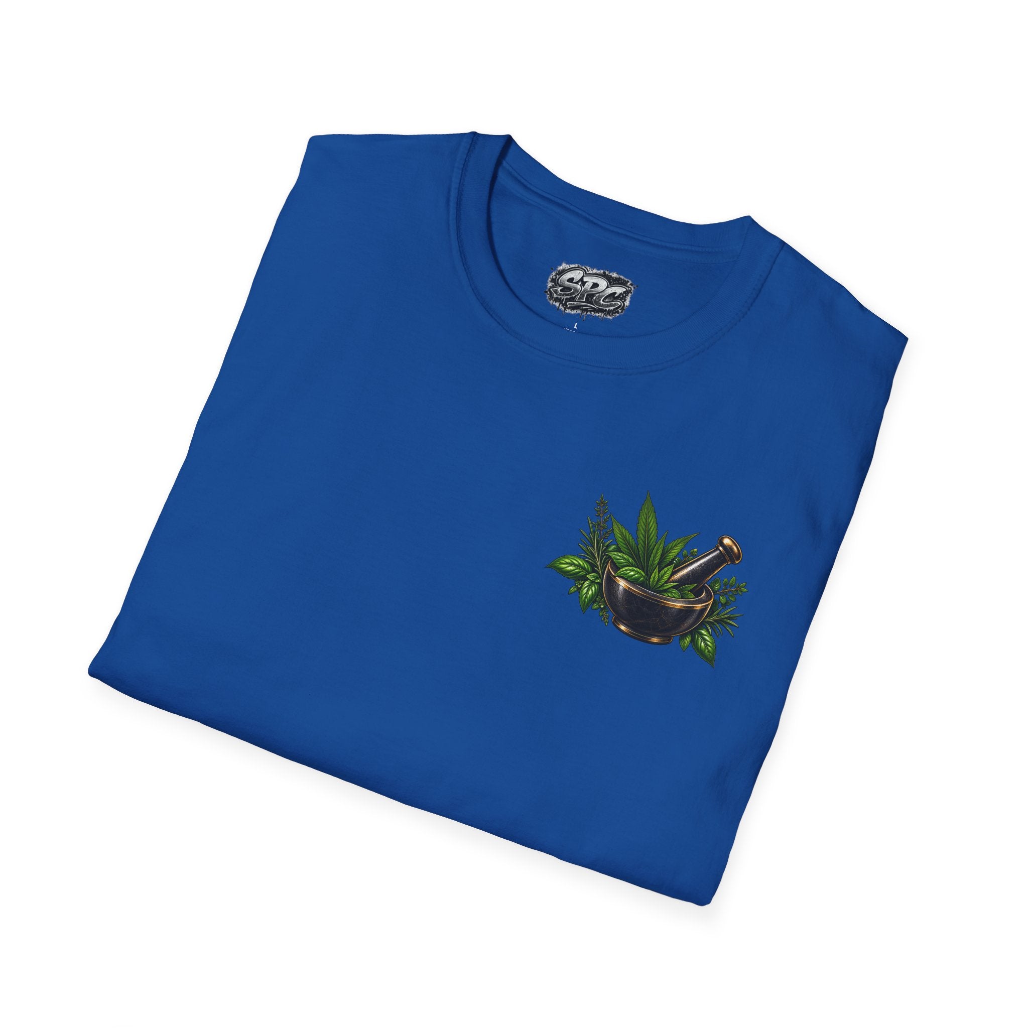 Herbal Apothecary T-Shirt — Mortar & Pestle Plant Pocket Graphic