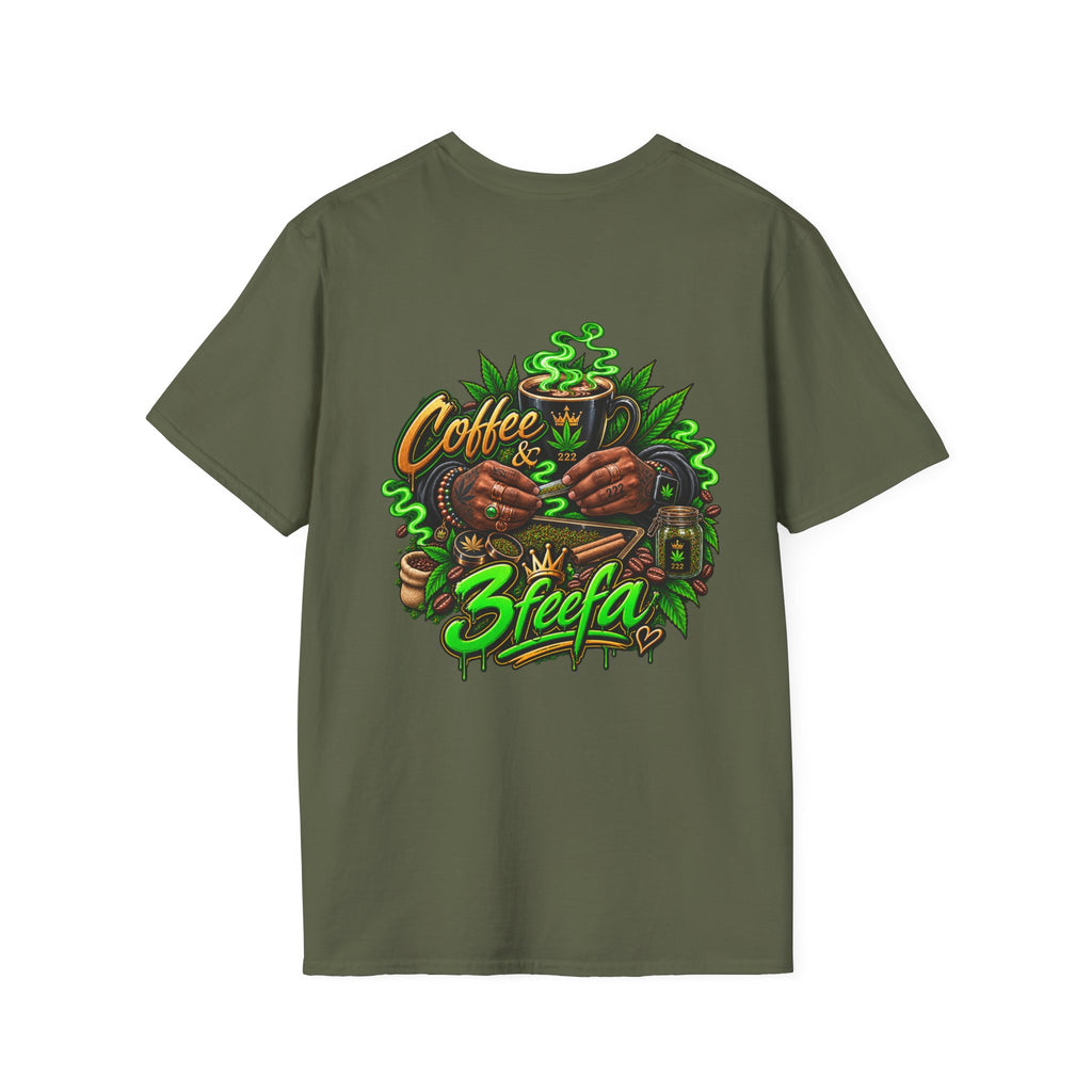 Coffee & Sweets Tee — Retro Green Script Chest Logo T-Shirt
