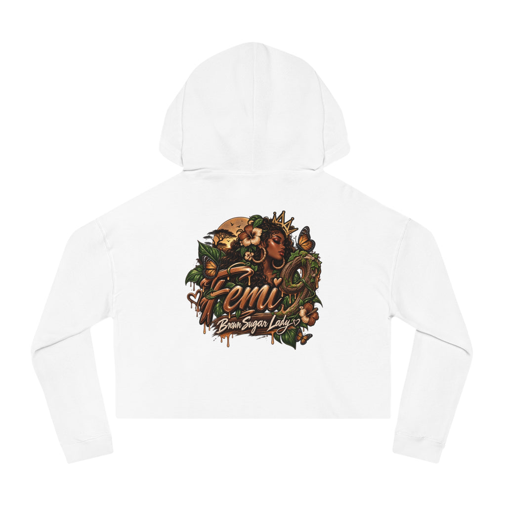 Crop Hoodie — 'Femi' Afrocentric Butterfly Graphic Cropped Hoodie