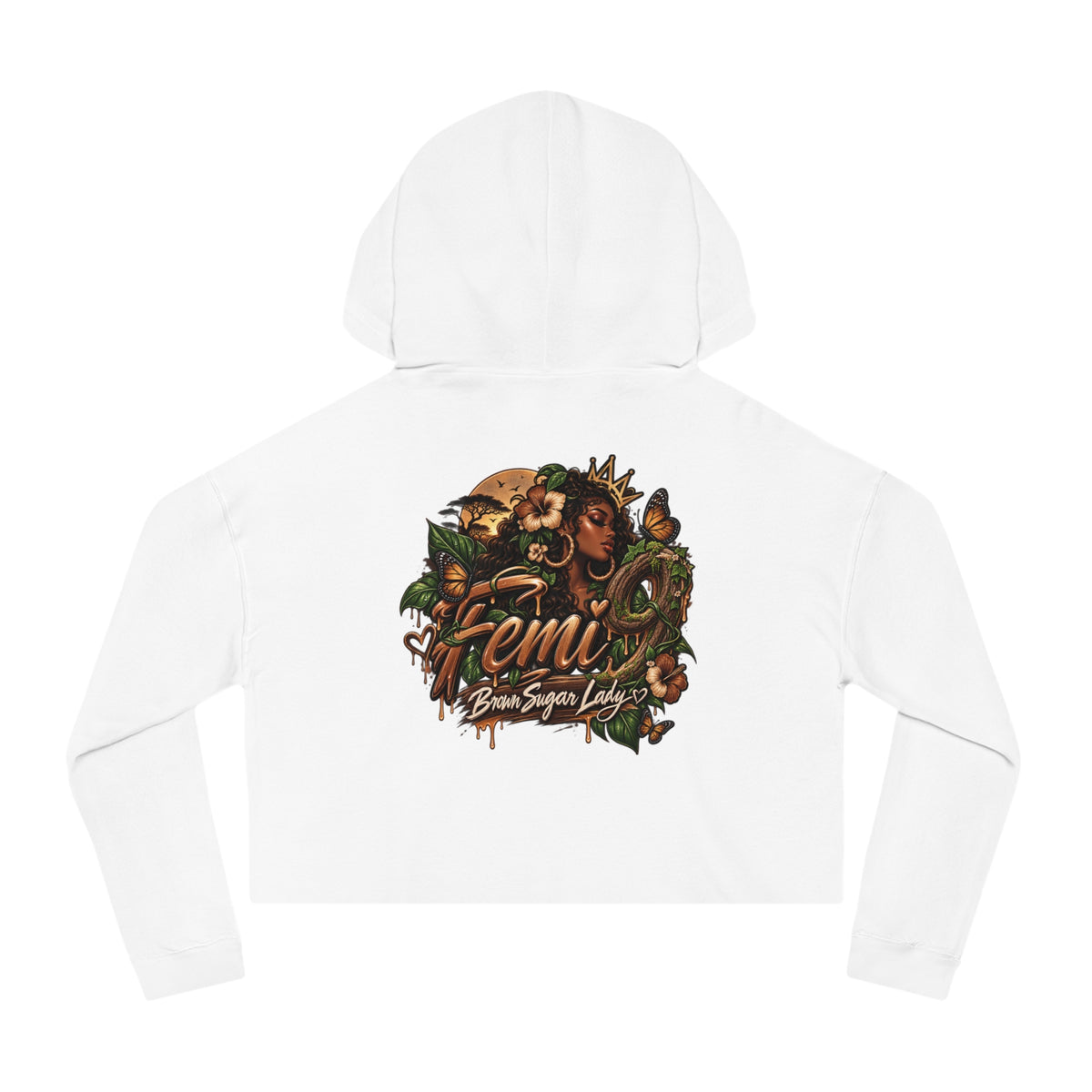 Crop Hoodie — 'Femi' Afrocentric Butterfly Graphic Cropped Hoodie