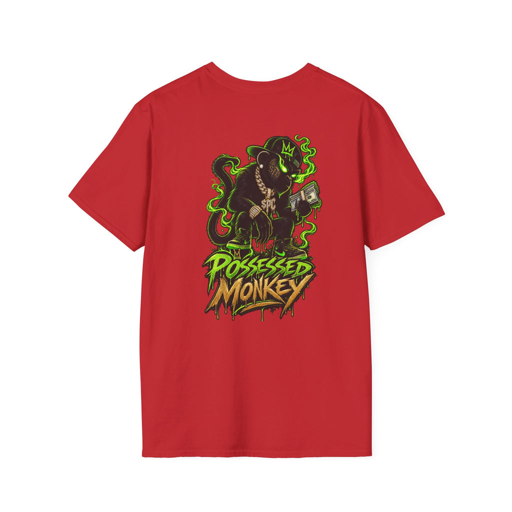 Possessed Monkey Graphic T-Shirt — Retro Green Horror Logo Tee