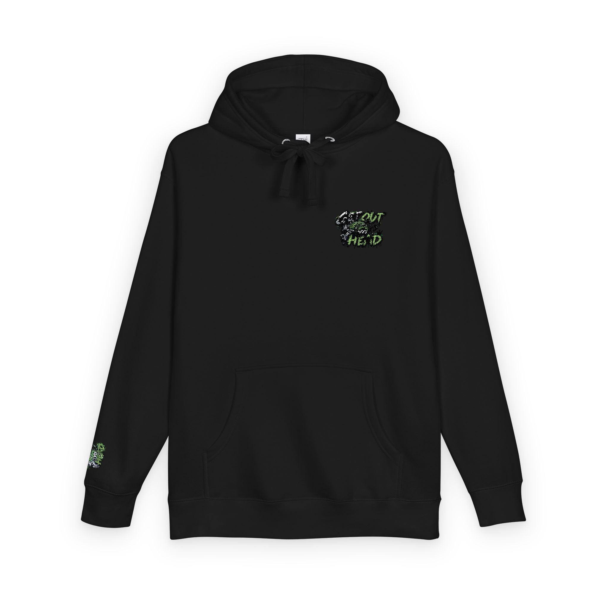 Hoodie — Green Floral Camo Chest & Sleeve Logo