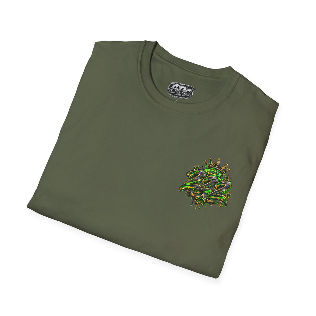 Camo Crown Pocket Tee — Minimal Green Crown Chest Graphic T-Shirt